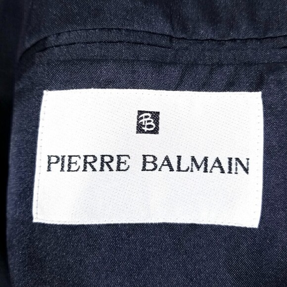 Vintage Pierre Balmain Navy 100% Wool Double Breasted Blazer Suit Jacket Mens 43 - Picture 2 of 6